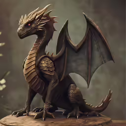 a statue of a dragon sitting on top of a table