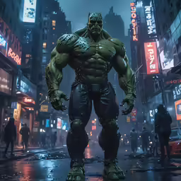 a man in a city at night standing in the rain