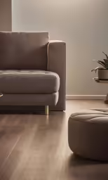 a modern styled living room with wood floors