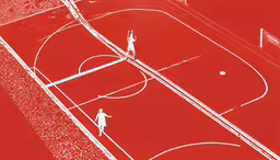 a graphic representation of two men playing with a tennis ball,an overhead view of a basketball court with two players
