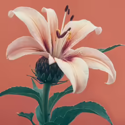 an image of a flower being photographed on a orange background