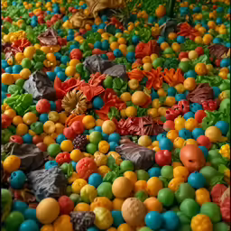 the cake is colorfully decorated and covered with chocolate