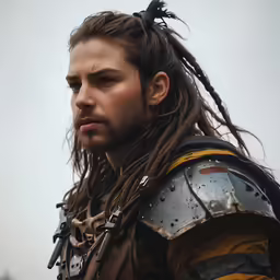 a man with dreads standing with long dreadlocks