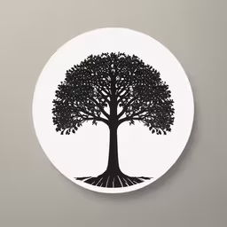 a circular clock with a drawing of a tree on it,a black and white photo of a tree with roots on it