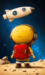 a cartoon character in front of an open space