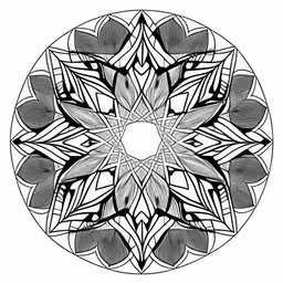 black and white drawing of a flower, which looks like an abstract design
