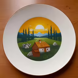 an image of a picture of a farm with animals on it