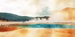 colorful geoglyizing water in the middle of a mountain