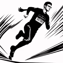 a black and white illustration of a person running