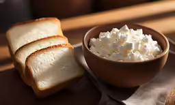 white bread with cottage cheese in the bowl