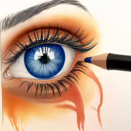 a pencil drawing a drawing of a human eye