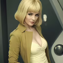 the woman is standing in front of a wall