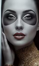 an woman with makeup is posing for the camera