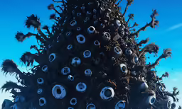 a tree made up of plastic eyes on it