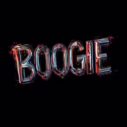 a close up of the letters, in red and blue