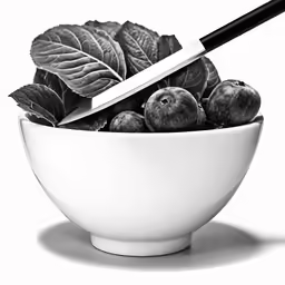 a black and white image of apples in a bowl