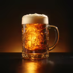 beer mug with light shining on the surface