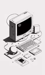 a computer that has been placed on a white surface