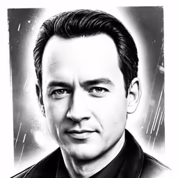 a drawing of the actor john krasick as an older man
