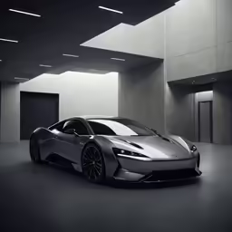 a car is shown in an empty building