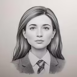 a woman wearing a suit and tie is looking forward