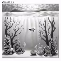 an underwater scene with fish, corals and sponges
