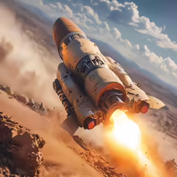 an animated illustration of a space ship launching