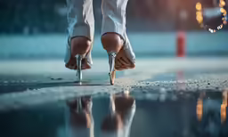 someone is holding a small object with their feet