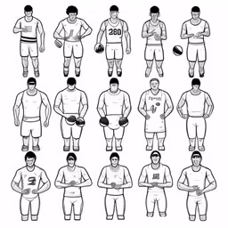 the body shape and position of a rugby player with different variations,men