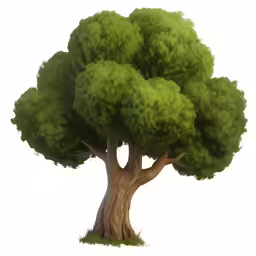 an illustration of a giant tree with some green leaves