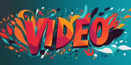 the word video is displayed in a colorful graffiti style