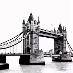 this is a black and white photograph of the tower bridge