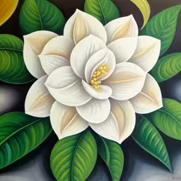 painting with a flower on the wall,a painting that has some flowers painted on it