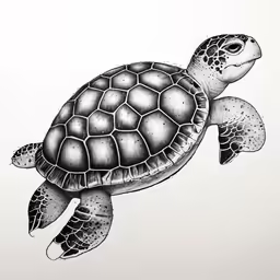 a drawing of a turtle in ink