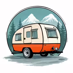 the camper truck has an orange body