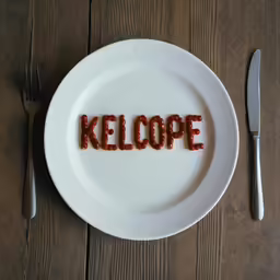 a close - up of a plate with the word kelcoope on it