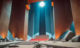 a building that has red steps in it