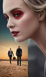 a split photo of a business woman and man