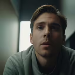 a man looking away while wearing a sweater