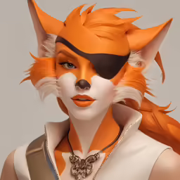 the fox is wearing a white vest with black stripes