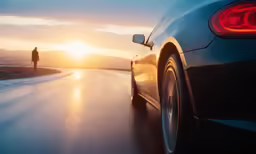 someone walking away from a car in the road