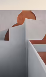 the white and red walls are painted in multiple different shades