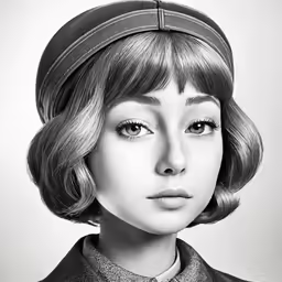 a black and white portrait of a young woman