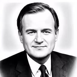 black and white photograph of a man in a suit and tie
