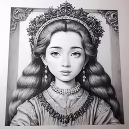the drawing is a portrait of a young girl