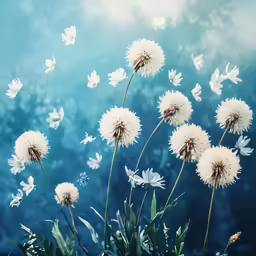the dandelions are white with white petals