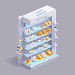 an illustration of a grocery store filled with various foods