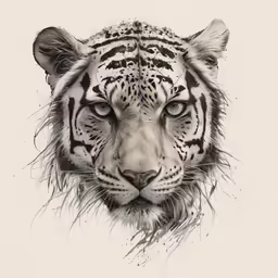 the white tiger is looking straight ahead with a concerned look on his face