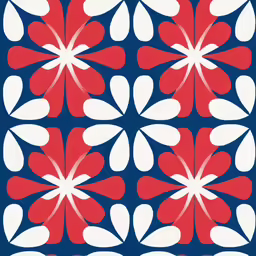 a large flower pattern with red white and blue