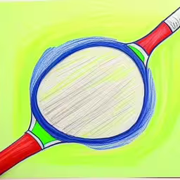colored illustration of a drawing of a blue and green tennis racquet